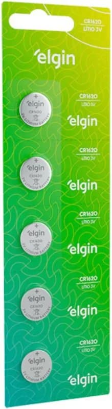Blister com 05 Baterias CR1620 3V Elgin (unidade)