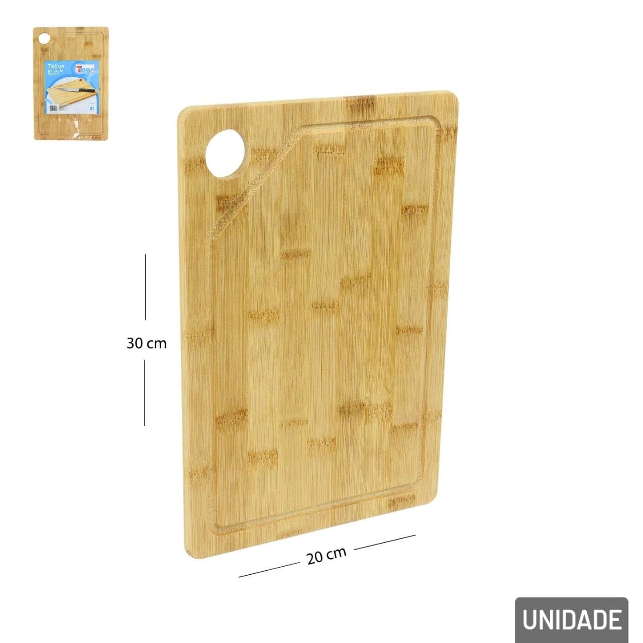 Tábua de corte bambu 30x20cm retangular