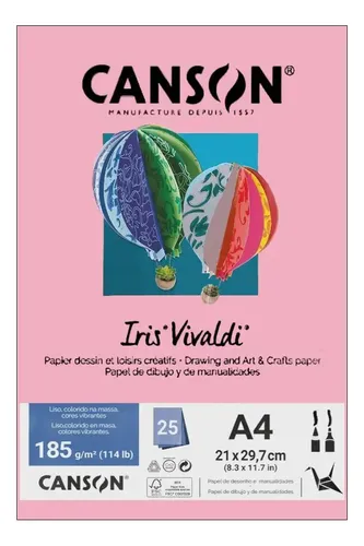 Papel A4 Canson Color Iris Vivaldi rosa 185 g