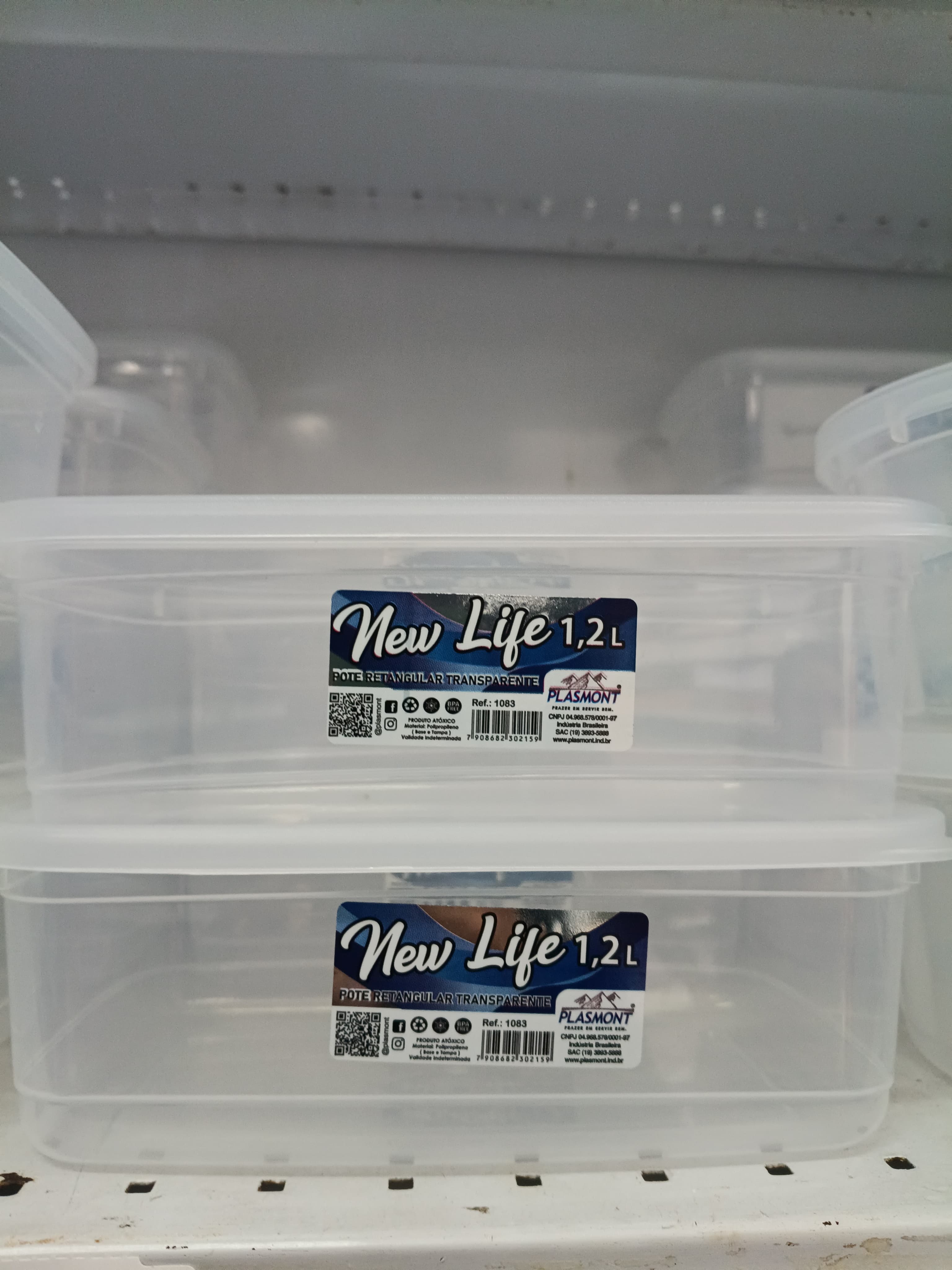 Pote Newlife Retangular 1,2 Litros - Transparente