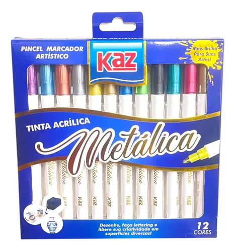 Marcador Artistico 12 Cores Metalica