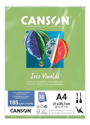Papel A4 Canson Color Iris Vivaldi Verde 185G
