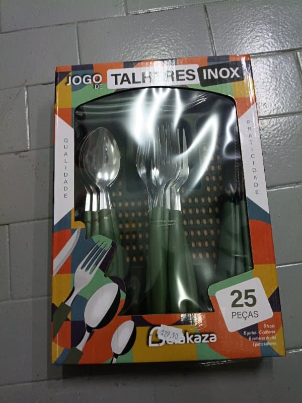 JG Talheres Inox CB Plast com Porta Talheres 25 Pcs Verde