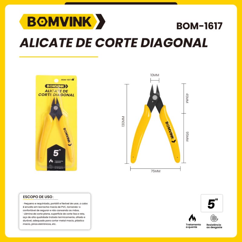 Alicate corte diagonal 5 polegadas Bomvink