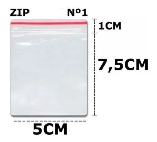 Saco zip número 01 5 x 7 cm pacote com 100