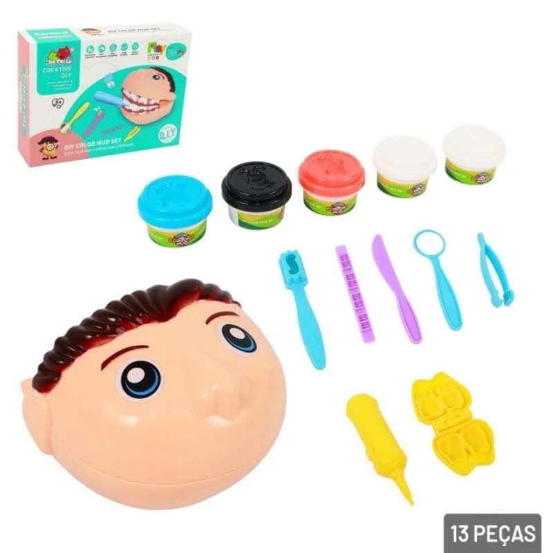 Massinha de Modelar 13 Peças Moldes Dentista