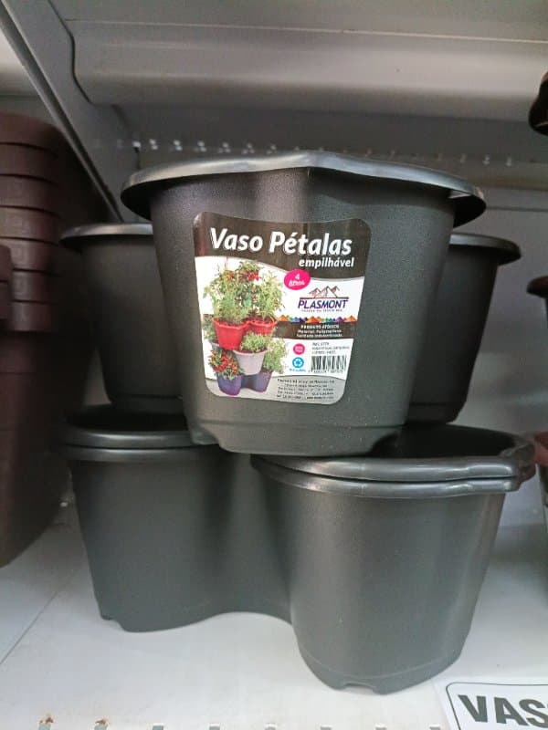 Vaso Petalas Empilhavel 4 Litros - Preto