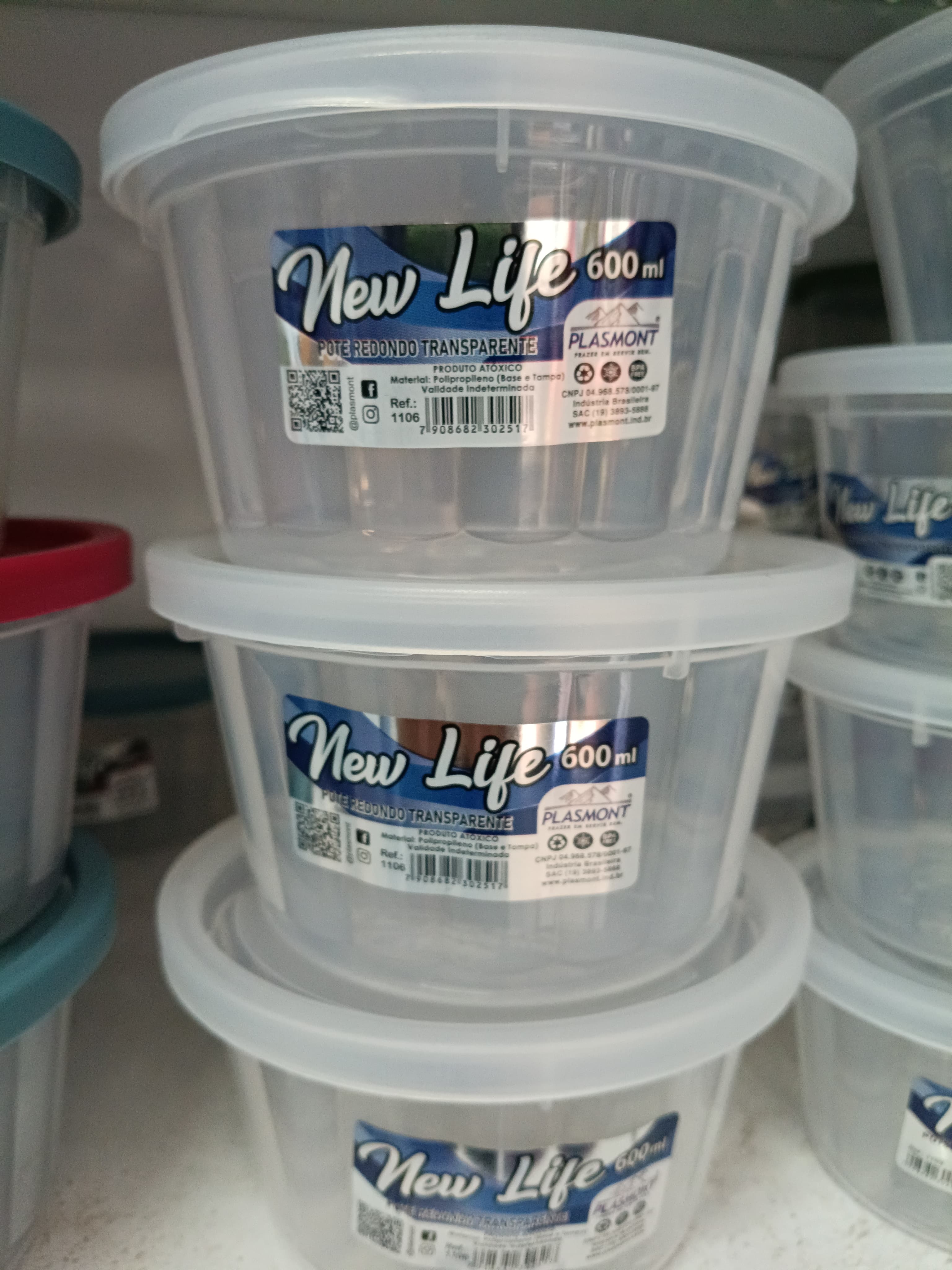 Pote Newlife Redondo 600ml - Transparente