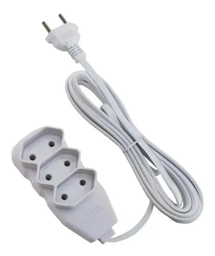 Extensão bipolar 5 m 3 tomadas branco