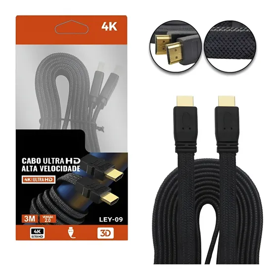 Cabo HDMI 5 metros HD Alta Velocidade 2.0 4k Ultra HDTV 1080