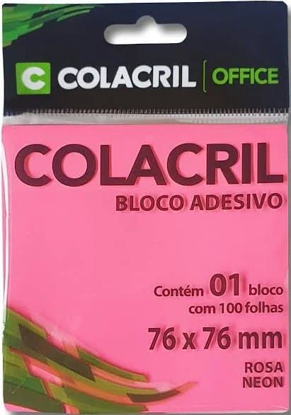 Bloco de notas rosa 76 x 76 mm com 100