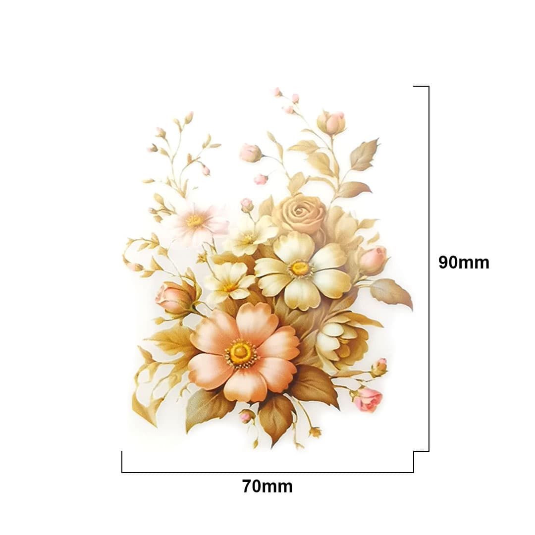 Aplique termocolante Floral rosa e bege