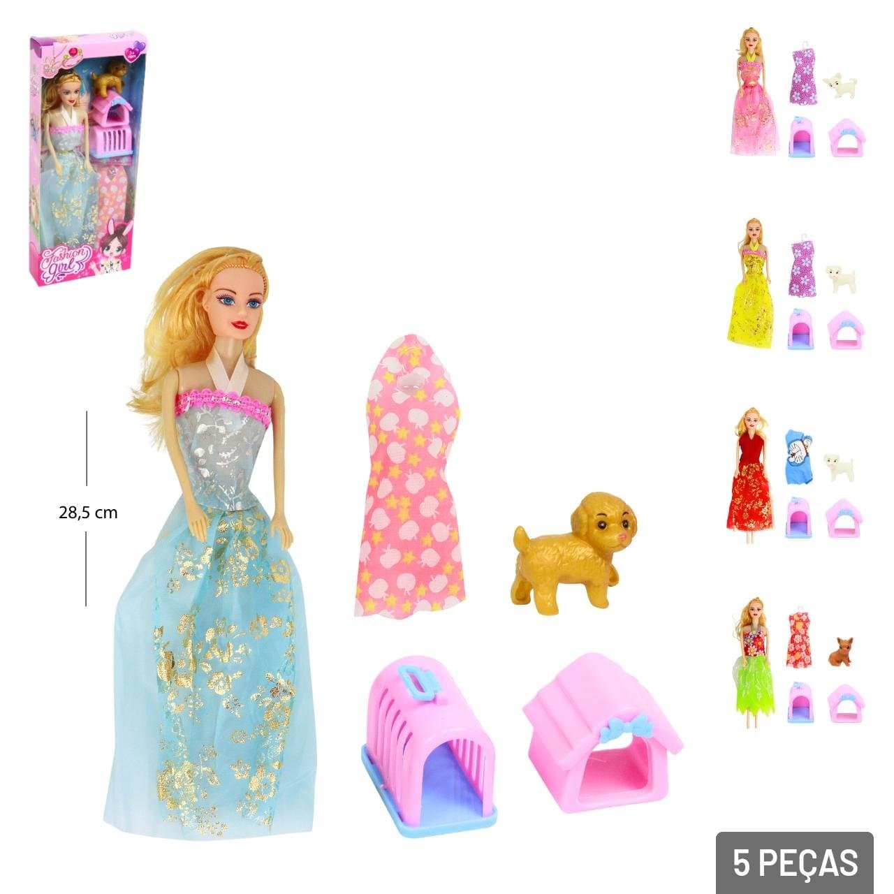 Boneca Fashion Girl com pet e acessórios sortidos