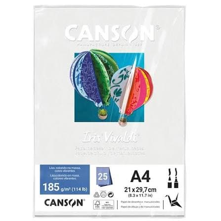 Papel A4 Canson Color Iris Vivaldi Branco 185G (unidade)