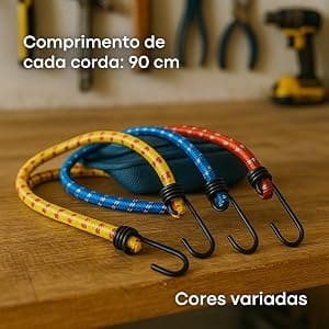 Kit Corda Elastica com Gancho 90cm 3 Pçs Color