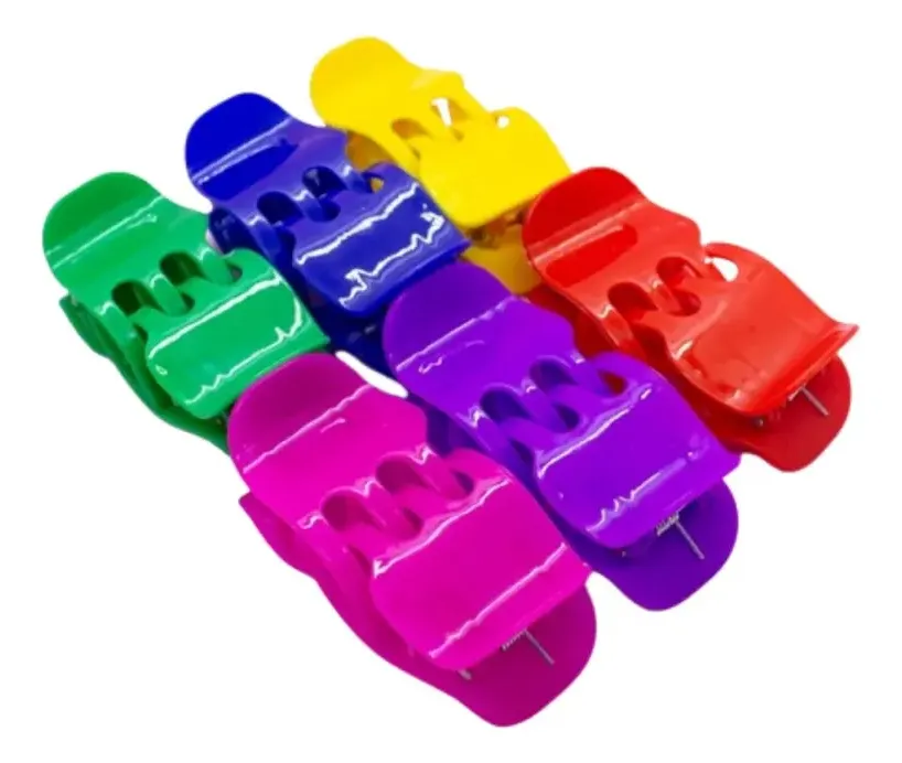 Prendedor de cabelo 5 cm tridente 12 peças colorido