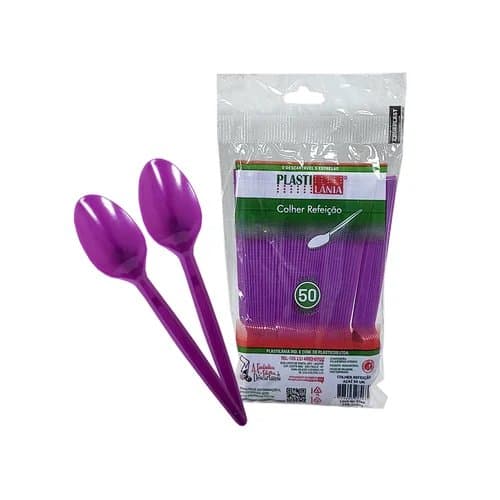 Colher Sobremesa Roxo Plasti Lani C/50