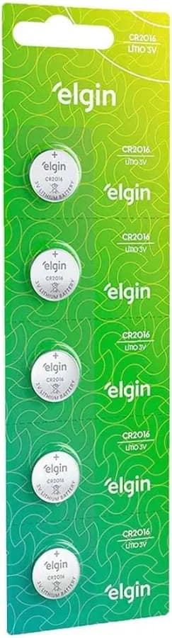 Pilha Bateria CR2016 Cartela 5P Elgin (unidade)