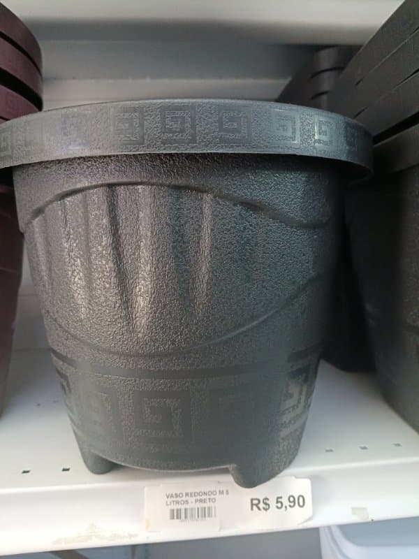 Vaso Redondo M 5 Litros - Preto