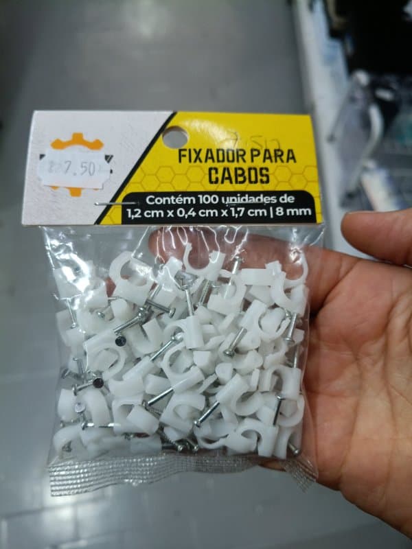 Fixador de Cabos para Parede 100 Peças 8mm Branco