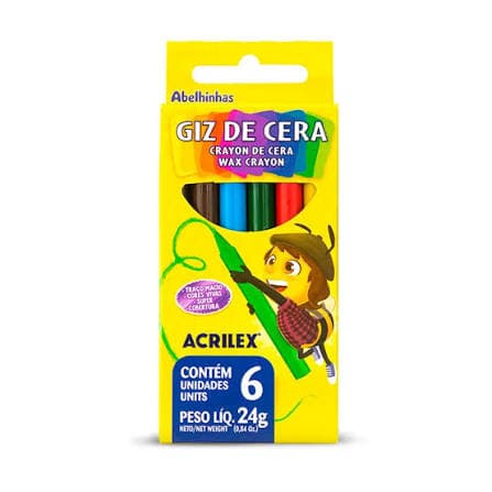 Giz de Cera Acrilex C/6 Cores