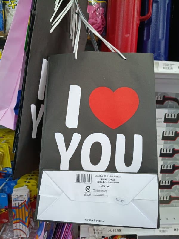 Sacola P/pres. 22,3X5X9,5X34 I Love You 50 (unidade)