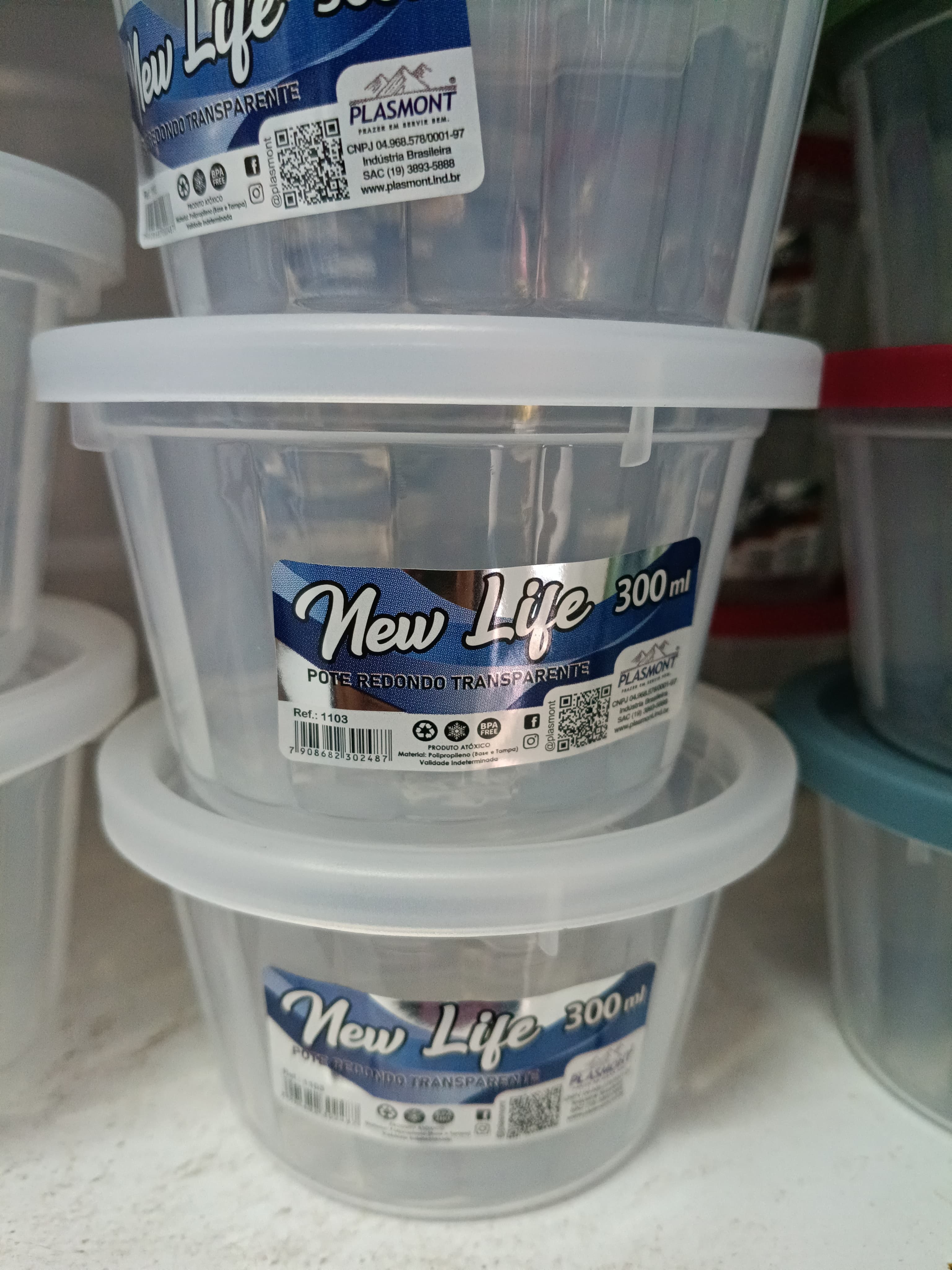 Pote Newlife Redondo 300ml - Transparente