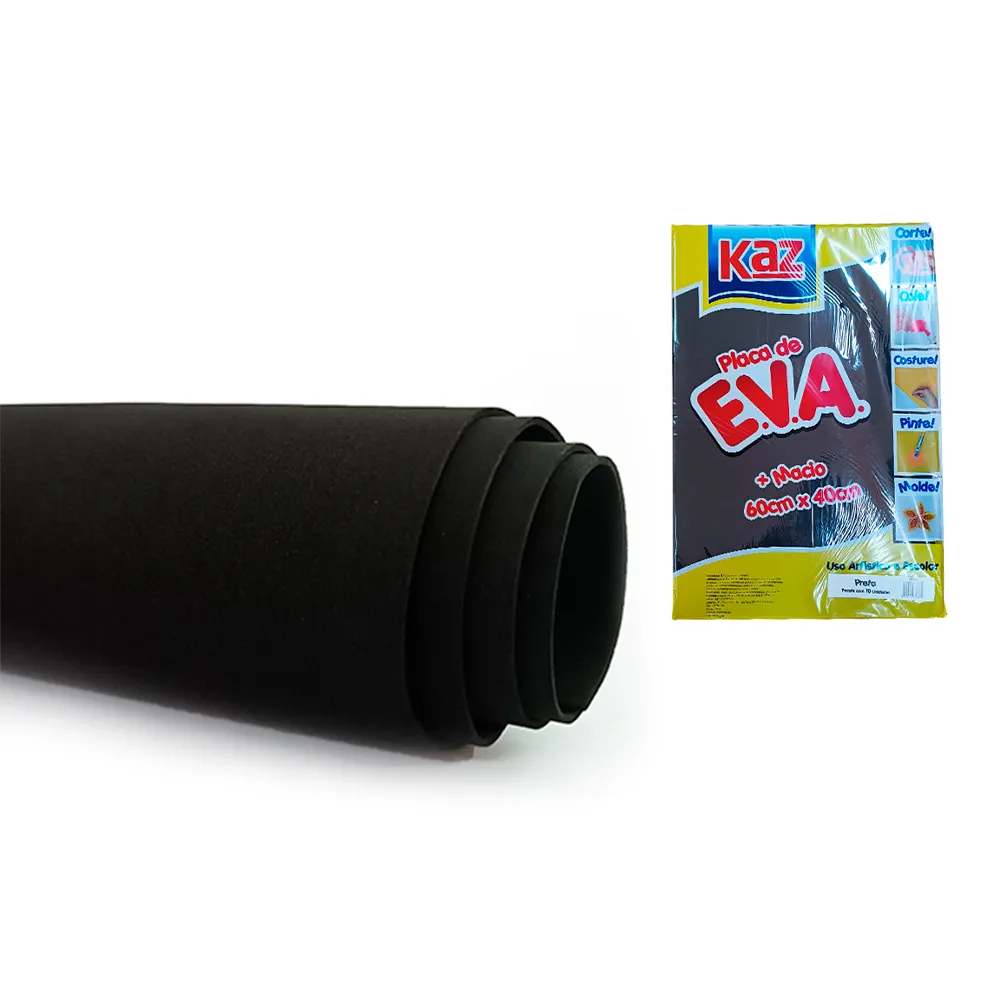 Placa de E.v.a. 60X40 Preta-KZ348 (unidade)