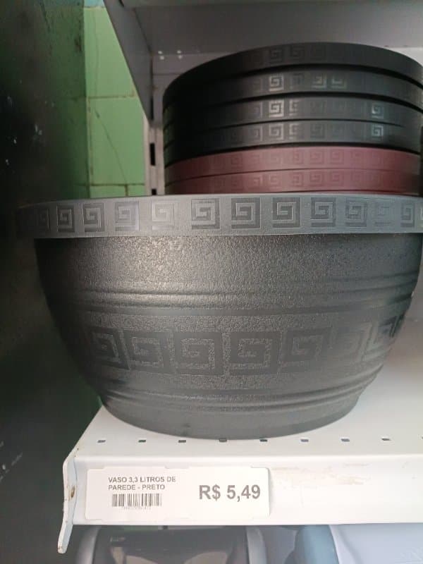 Vaso 3,3 Litros de Parede - Preto