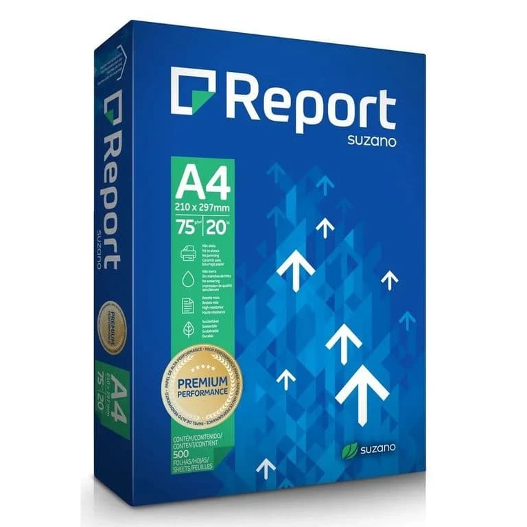 Papel sulfite branco Suzano Report Premium A4 com 500 folhas