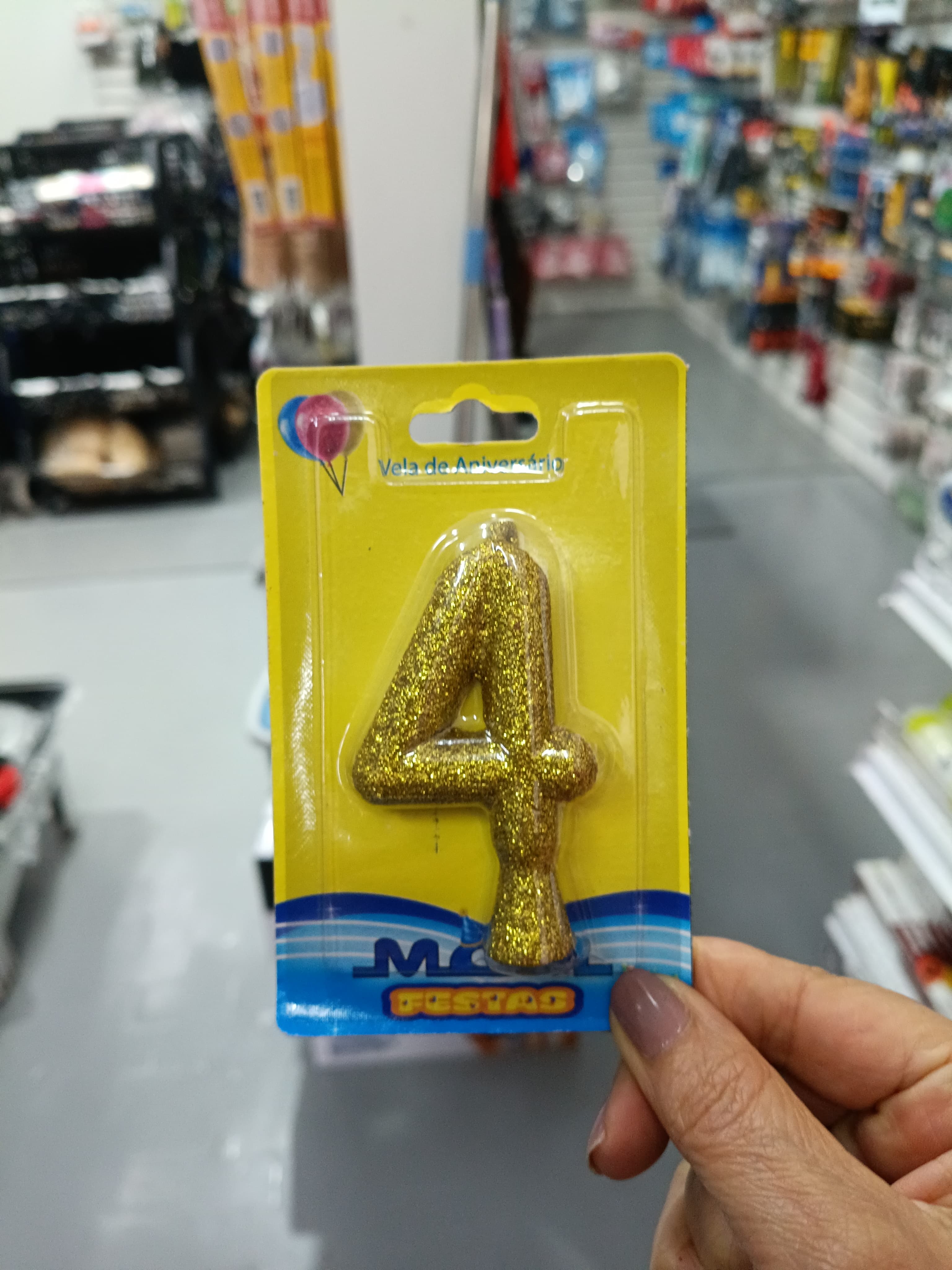 Vela Glitter Parafina 12GRS Nº4 Dourado