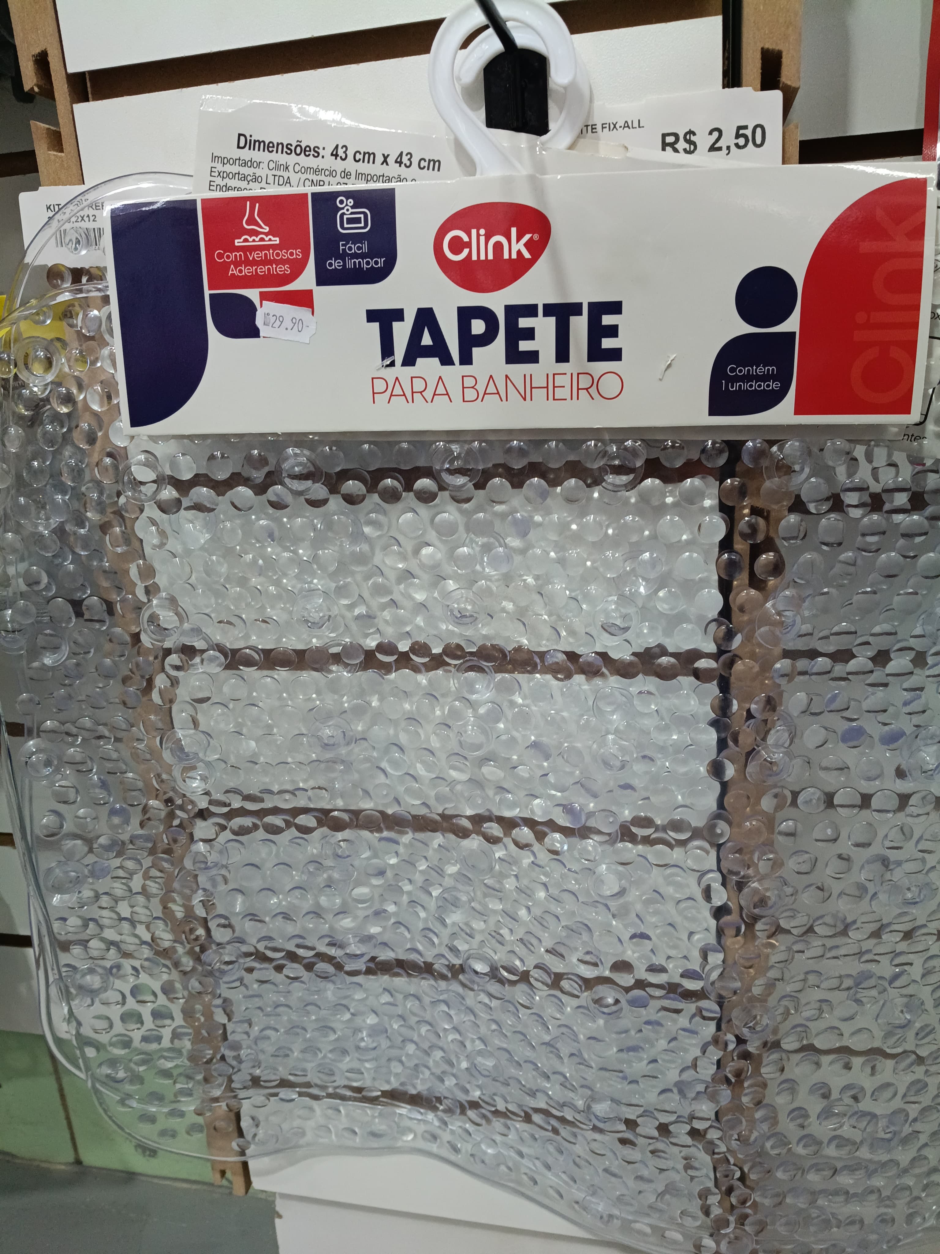 Tapete para Box com Ventosa 43x44cm Quadrado Color