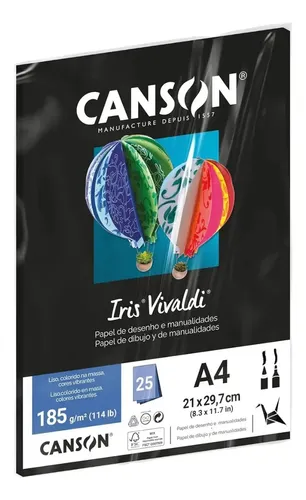 Papel A4 Canson Color Iris Vivaldi Preto 185G