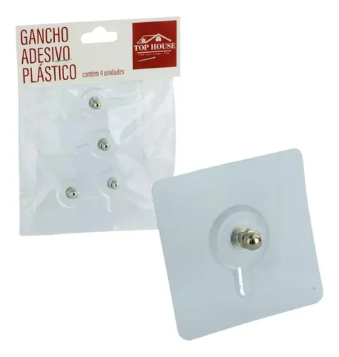 Gancho de metal 4 peças adesivo parafuso transparente