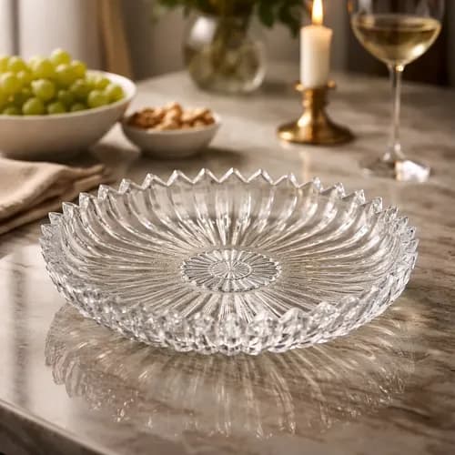 Travessa Decorativa Vidro Brasilia 29,5CM Transparente
