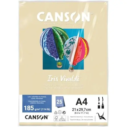 Papel A4 Canson Color Iris Vivaldi Creme 185G (unidade)