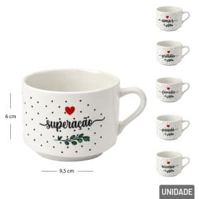 Xicara de Porcelana 150ml Frases Sortidas