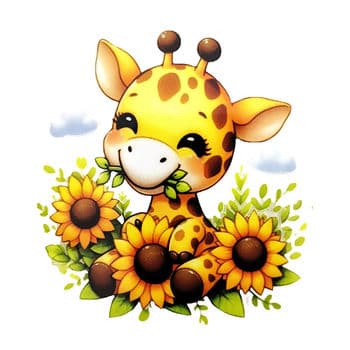 Aplique termocolante Girafinha girassol