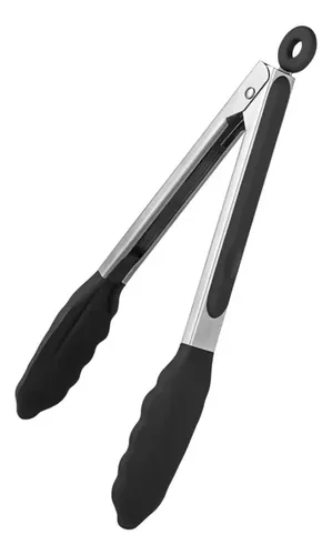 Pegador de salada silicone inox 21 cm preto