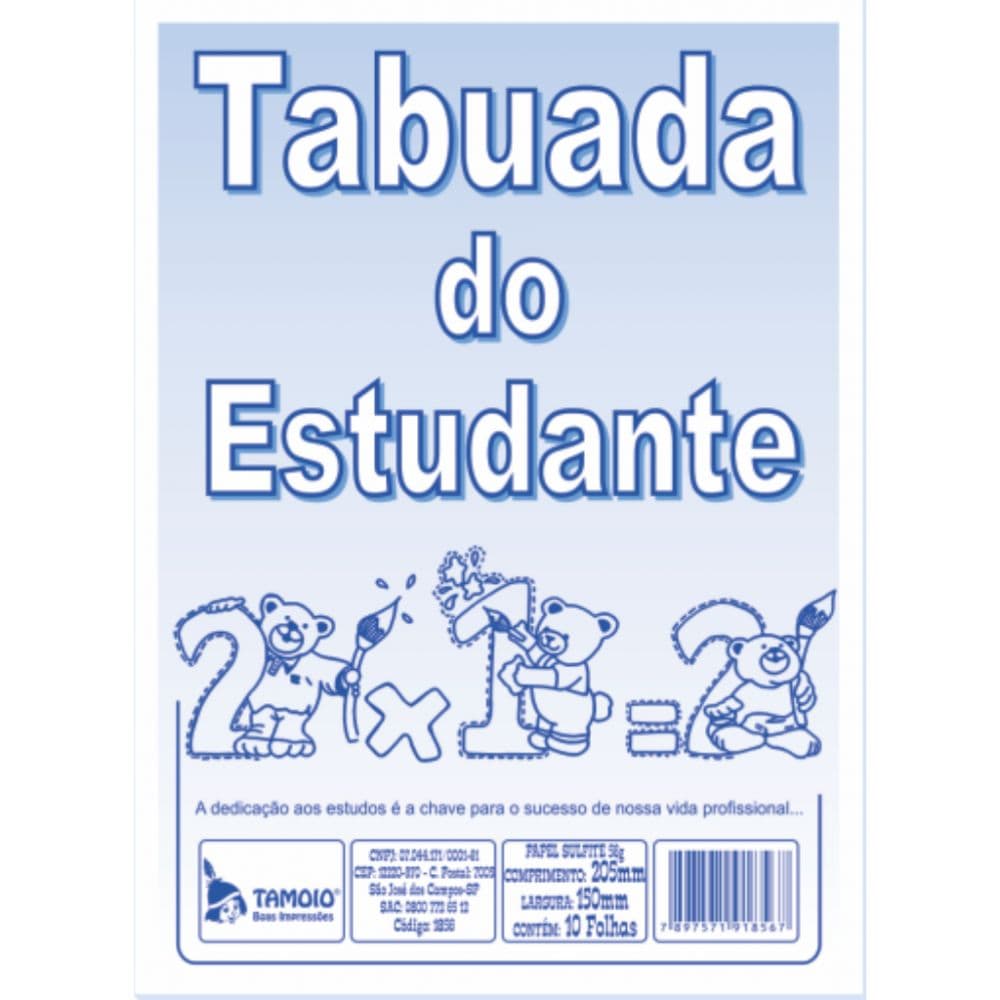 Tabuada do Estudante 10FLS 1856 Pct