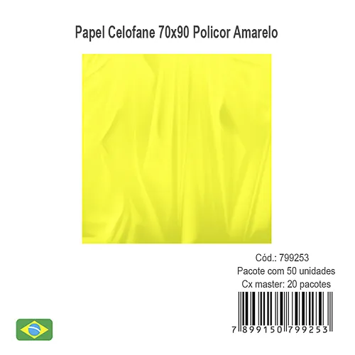 Papel celofane 85 x 70 Policor amarelo