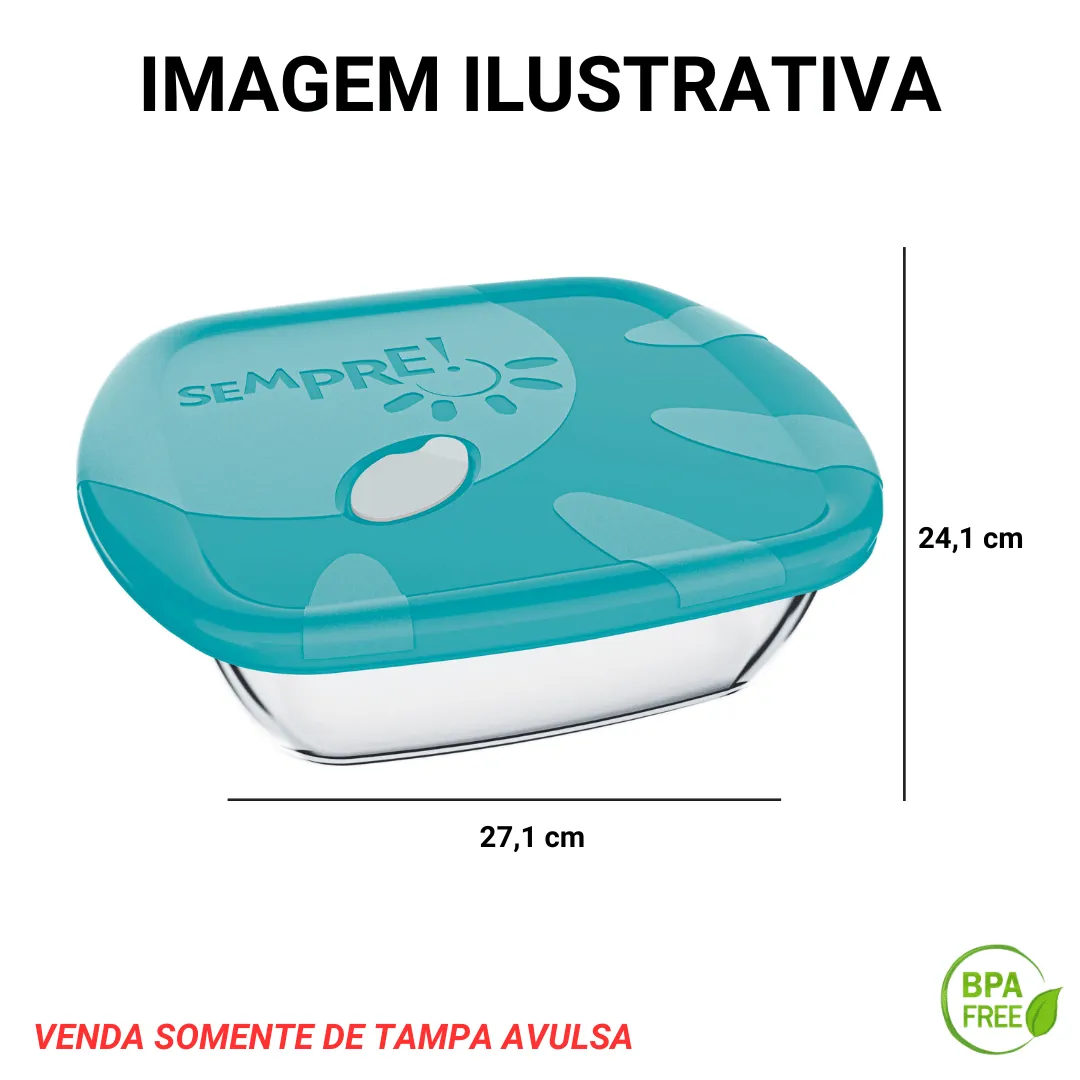Assadeira quadrada 2,4 lt com tampa