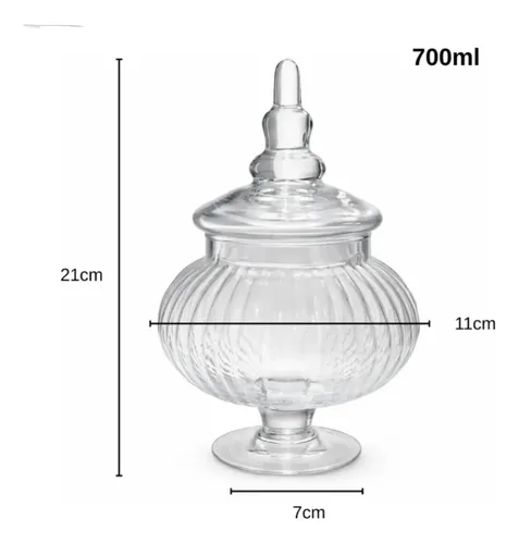 Bomboniere em Vidro 700ml Lines Dumiat Clear/Transparente