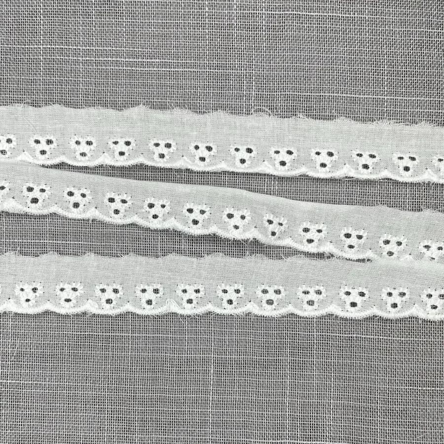 Bordado inglês algodão 2,5 cm branco 15 jardas