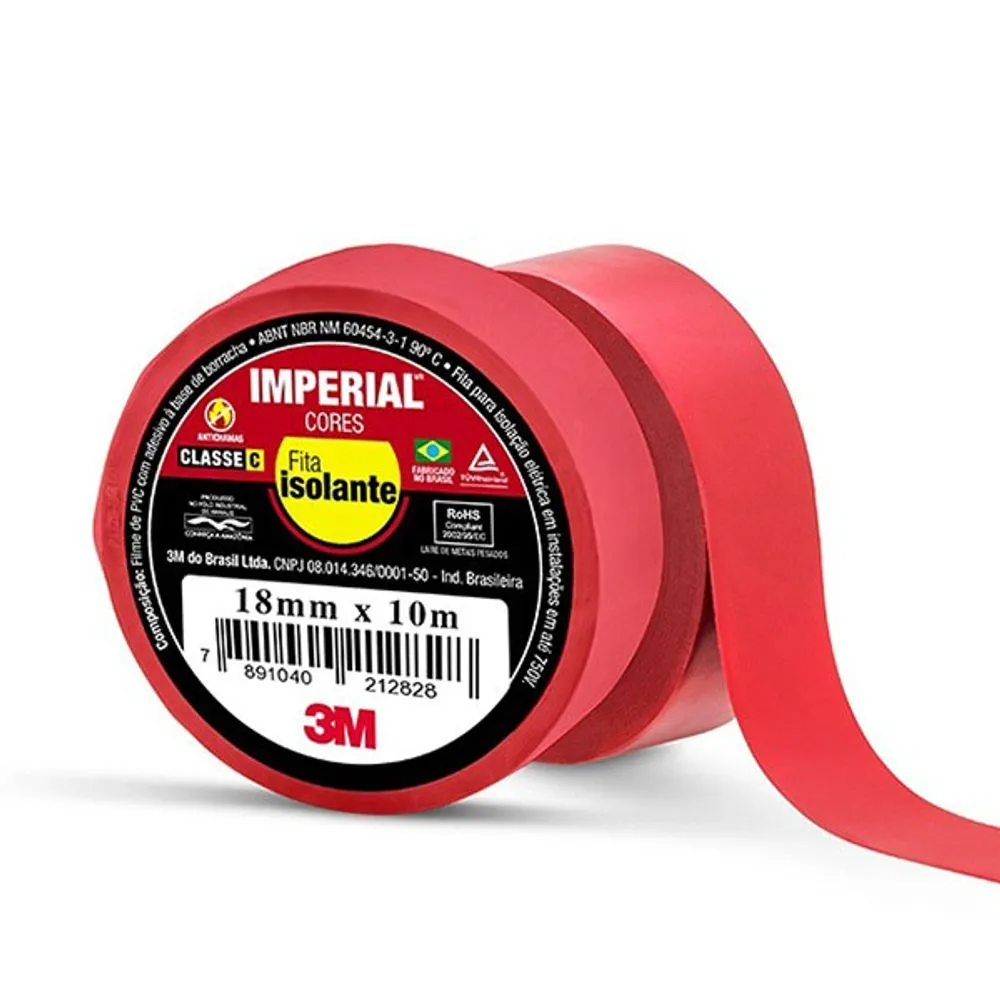Fita Isolante 3M Imperial Vermelha 10M