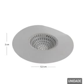 Ralo de Silicone 12,5cm para Pia com Borda Cinza