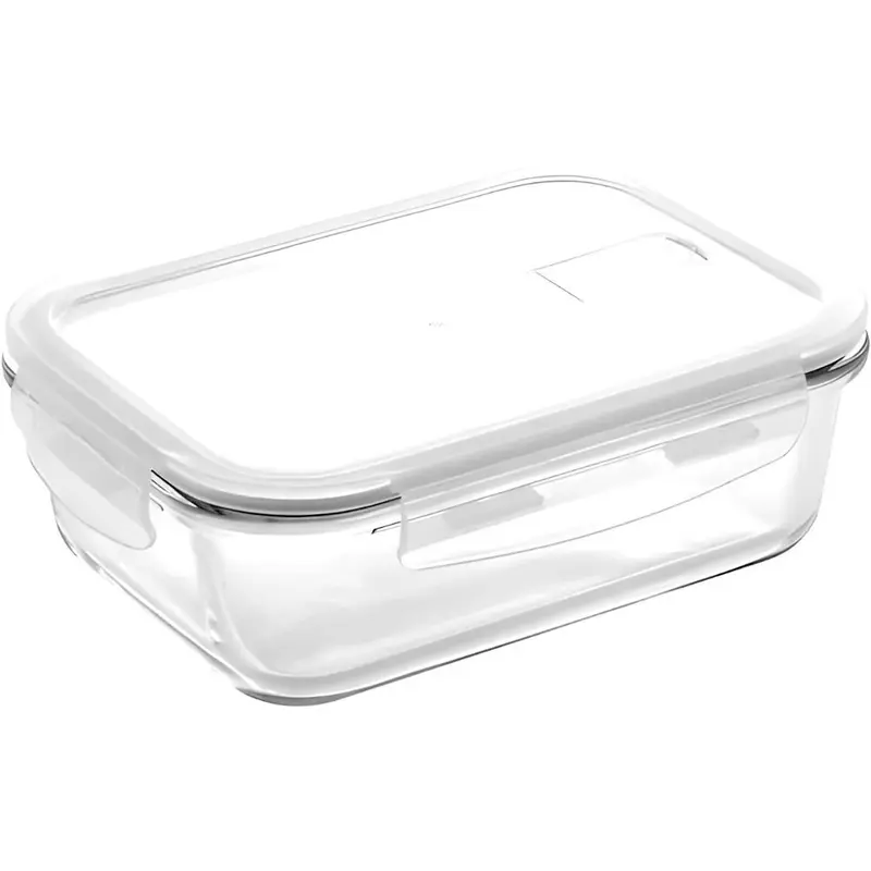 Pote de vidro 1050 ml hermético retangular branco