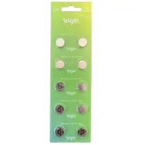 Cartela com 10 Baterias Alcalinas LR54 Elgin (unidade)