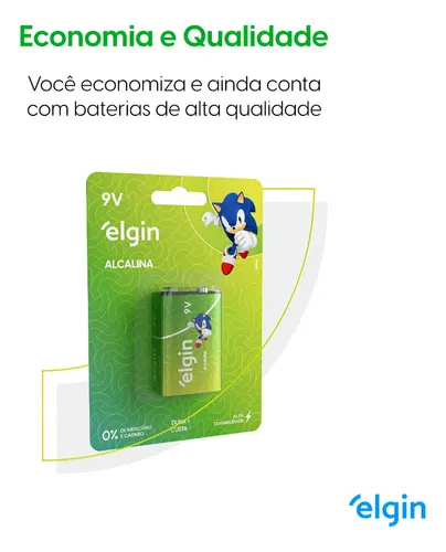 Cartela com 01 Bateria Alcalina 9V – Elgin