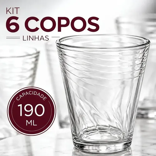 Jogo 6 Copos Lineas 190ML